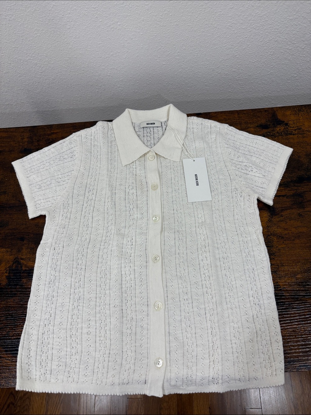 Buck Mason Soft White Coastal Linen Pointelle Polo Small Retail $138 NWT